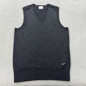 Nike Golf Tour Performance Mens Large Gray Merino Wool Blend V-Neck Sweater Vest